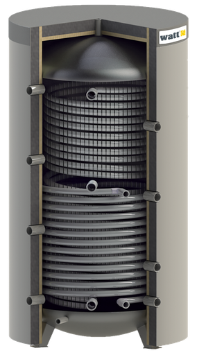 [WBH2.1000] WATT HYGENIC Zbiornik buforowy 1W INOX + 1W 1000l